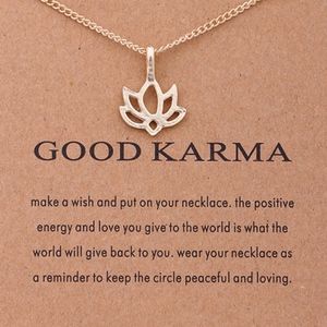 Gold Good Karma Lotus Flower Charm Necklace Gold Good Karma Lotus Flower Charm Necklace